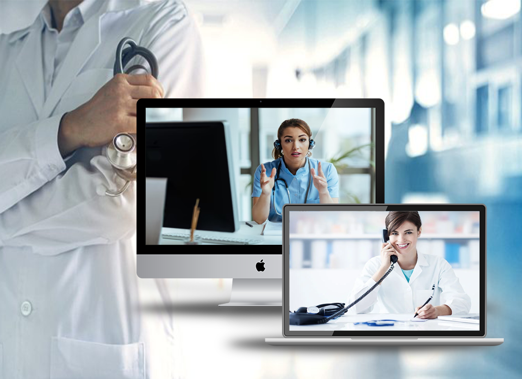 VoIP Medical Telephone and Fax Service Image professional assistant attending the telephone